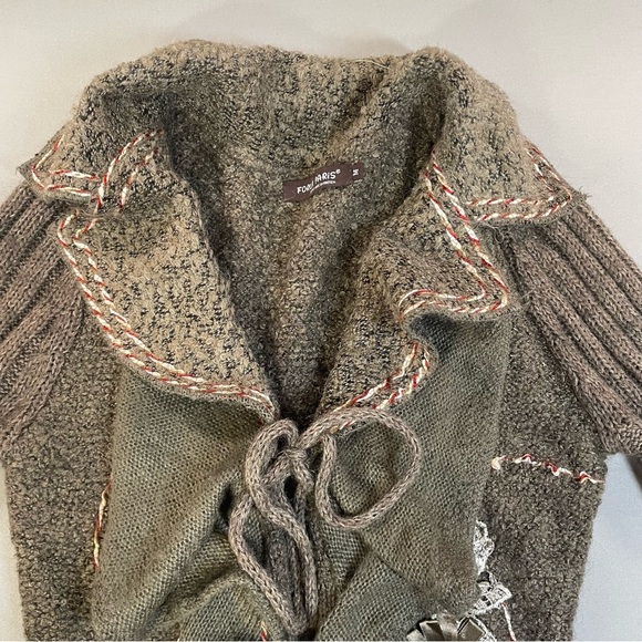 Forla Paris Drape-Front Ruffle Duster Cardigan, Bohemian & Romantic - Medium - Picture 3 of 17